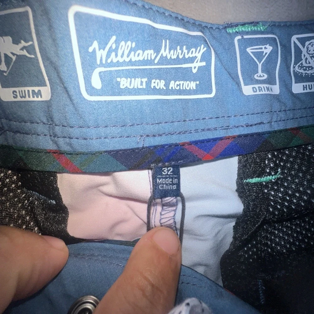 William Murray Shorts Men 32 Adult Blue Green Swimwear Color Block Golf‎ Golfer